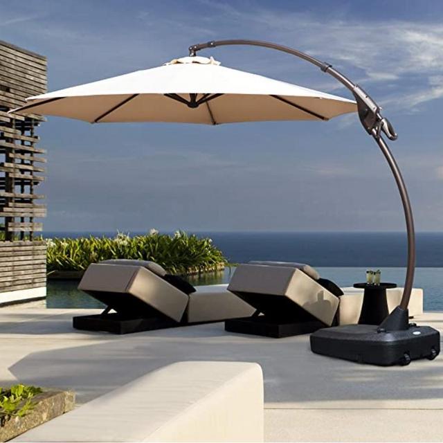 Grand Patio Deluxe Napoli Umbrella with Base (11 Foot in Champagne)