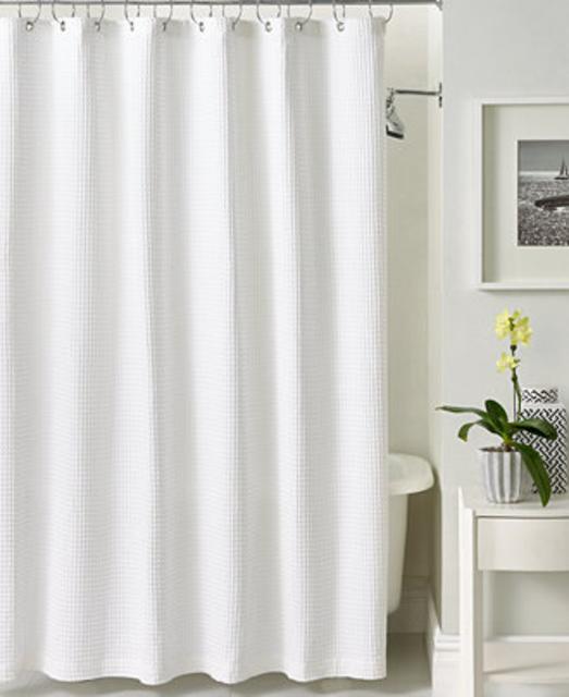 Hotel Collection Bath Accessories, Waffle Shower Curtain- white