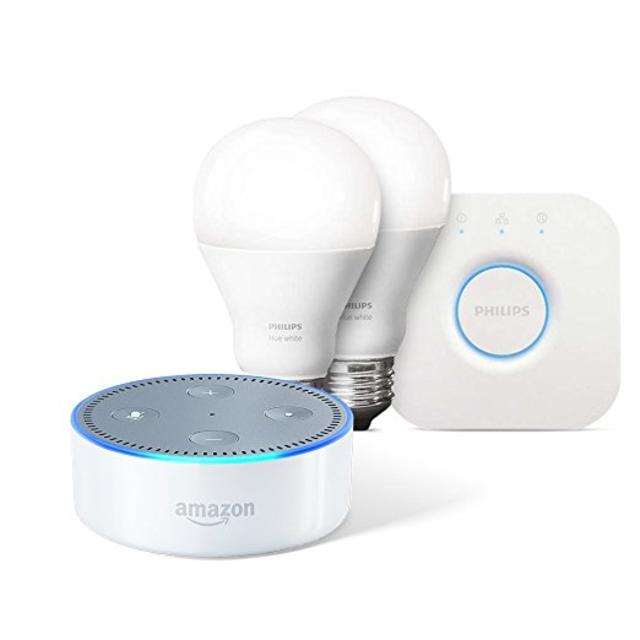 Echo Dot (2nd Generation) - White + Philips Hue White Starter Kit