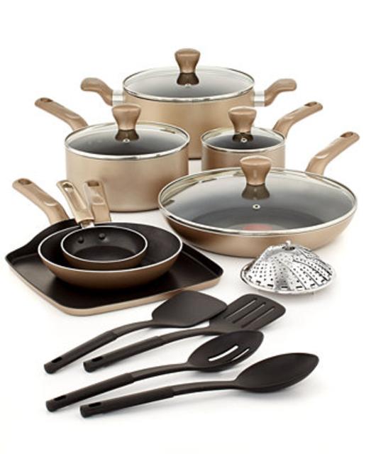 T-Fal Culinaire Champagne 16-Pc. Cookware Set
