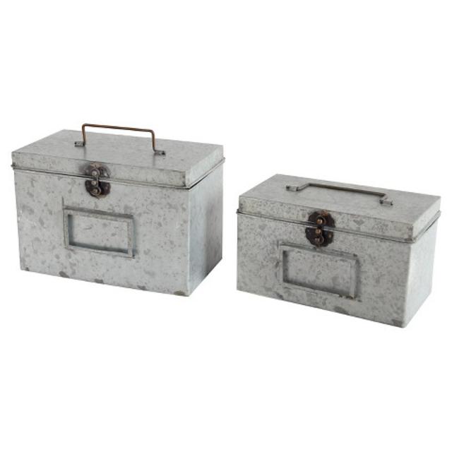 A&B Home Set of 2  Metal Boxes - Grey product details page