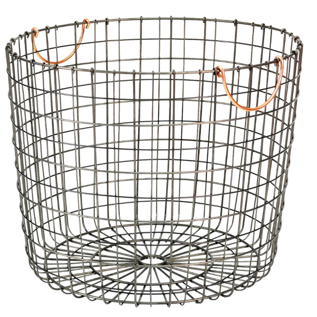 Pewter Basket with Gold Handles