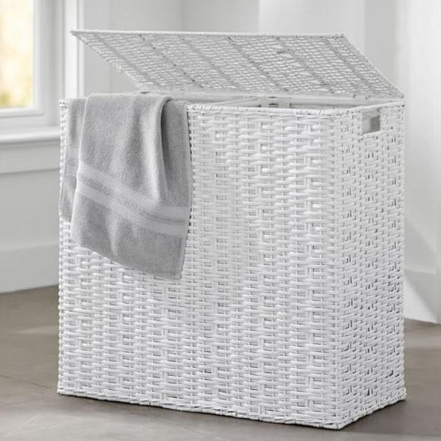 Perry Divided Hamper & Liner - White