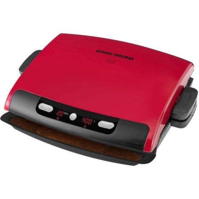 George Foreman 6-Serving Digital Timer & Temp Removable Plate Grill, Red, GRP95R - Walmart.com
