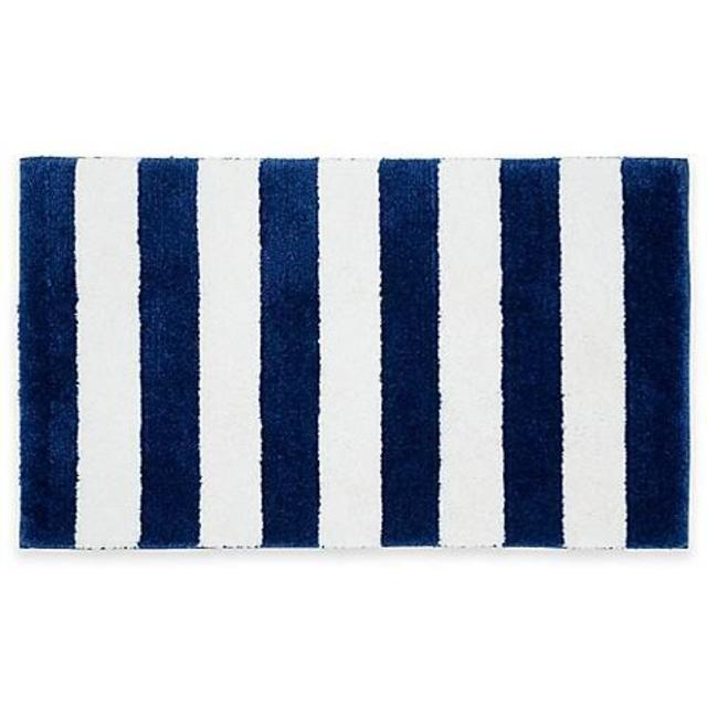 Beach Stripe Bath Rug in Blue/White
