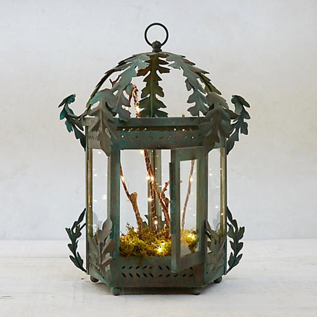 Verdigris Oak Lantern