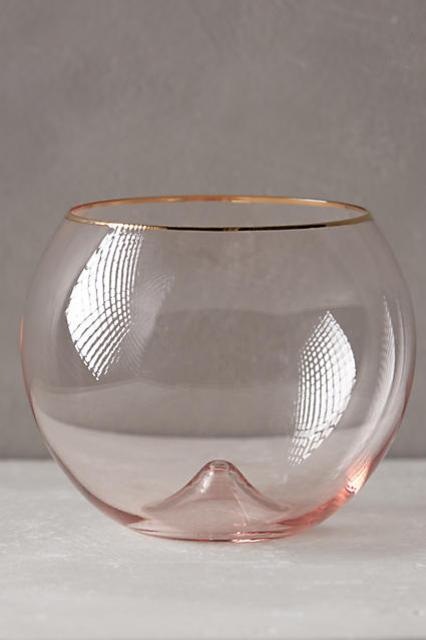 Gilded Rim Stemless Glass