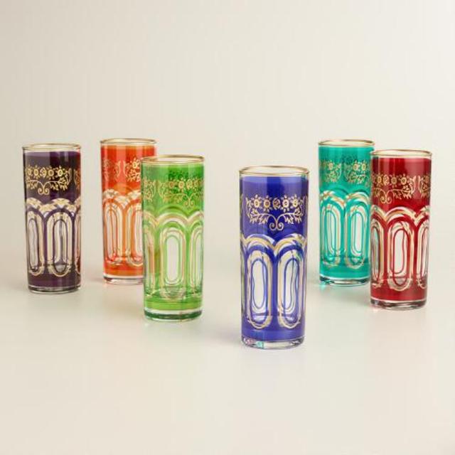 Tall Moroccan Tea Glasses, Set of 6