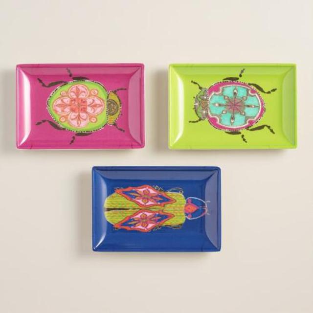 Beetle Melamine Appetizer Plates Set of 3