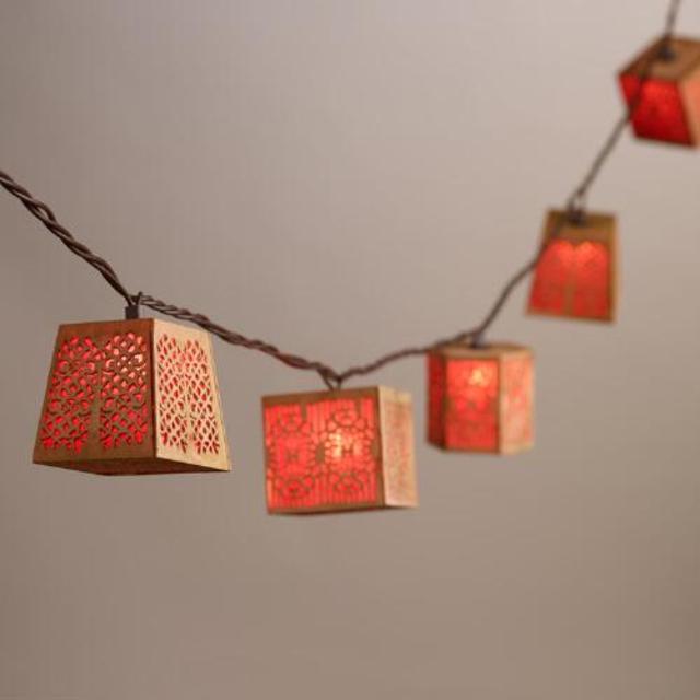 Carved Wood String Lights