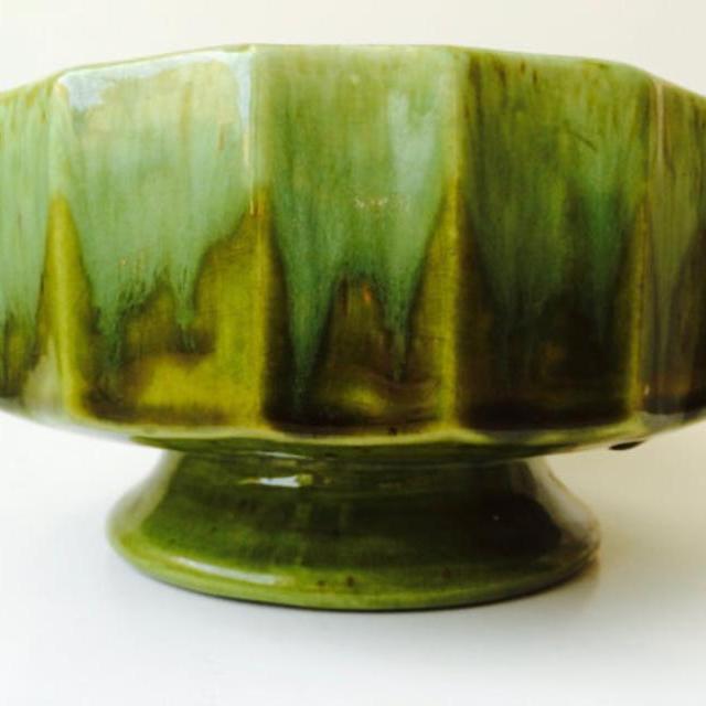 Vintage 70s Green Ceramic Planter