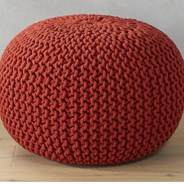 knitted blood orange pouf