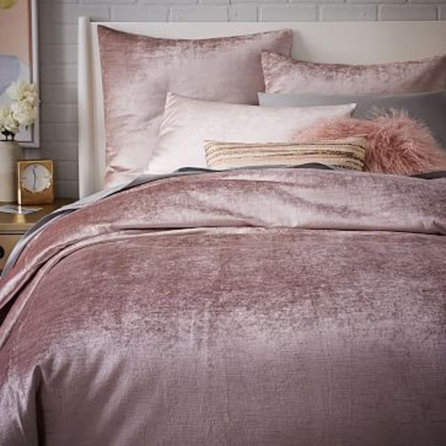 Washed Cotton Luster Velvet Duvet Cover + Shams