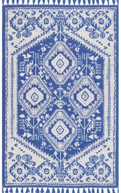 5x7 Printed Cotton ST06 Flatweave Cotton Kilim Tassel Rug