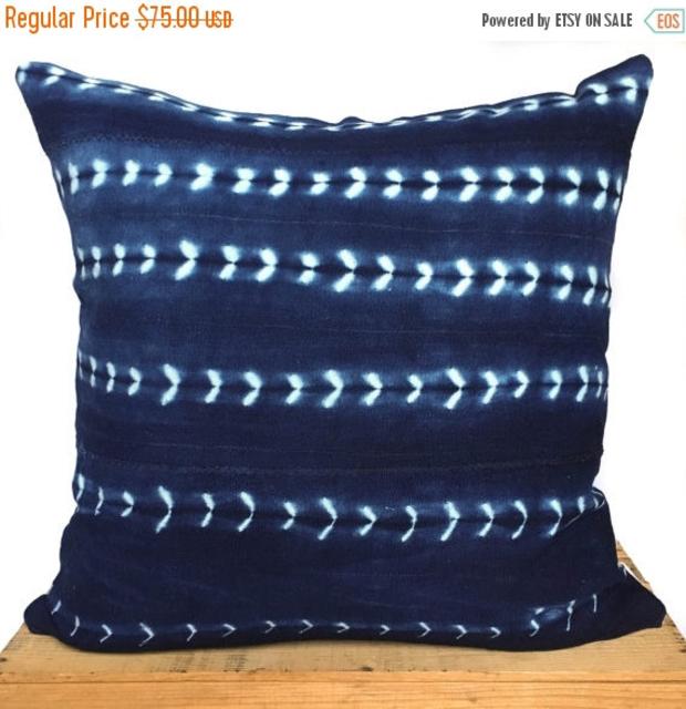 Indigo Mud Cloth Pillow Cover 20"