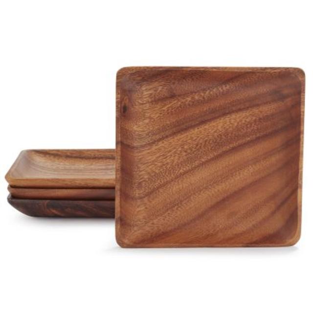 Acacia Wood Plates, Set of 8