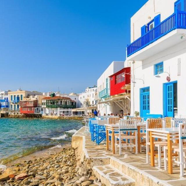 Lunch on the Beach in Mykonos, Greece