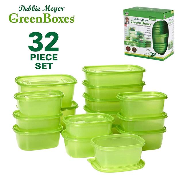 Debbie Meyer GreenBoxes, Food Storage Containers with Lids, Keep Fruits, Vegetables, Baked Goods & Snacks Fresher Longer! BPA Free, Microwave & Dishwasher Safe- 32 Piece Set