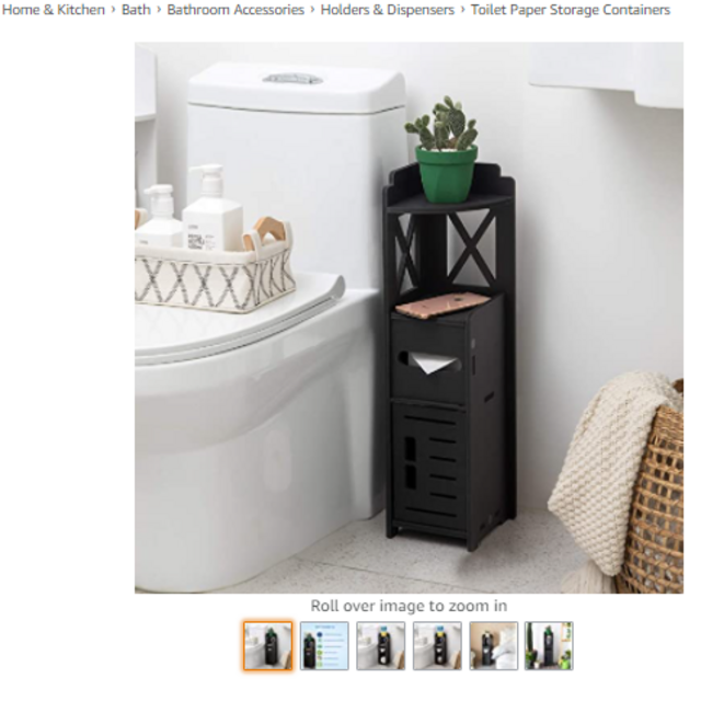 Narrow Bathroom Cabinet,Slim Shelf for Tiny Bedroom, Corner Storage Toilet Shelves for Half Bath,Narrow Storage Shelf for Small Space,Toilet Paper Cabinet for Laundry Room, Black by AOJEZOR