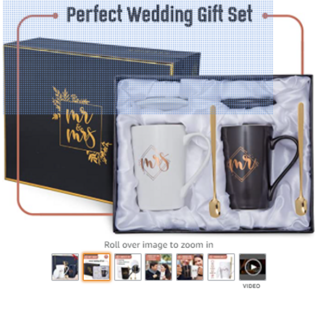 KEDRIAN Mr and Mrs Mug Set, Elegant Couple Gifts, Best Wedding Gifts for Couple, Mr and Mrs Gifts, Gifts for Couples Anniversary, Engagement Gifts for Couples, Perfect Couple Gifts for Newlyweds