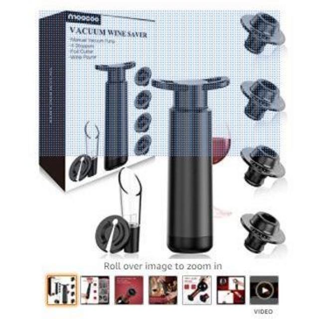 Premium 7-in-1 Wine Gift Set, Includes Wine Saver Pump with 4 Real Vacuum Wine Bottle Stoppers, 1 Foil Cutter, 1 Wine Pourer, Best Gifts for Wine Lovers