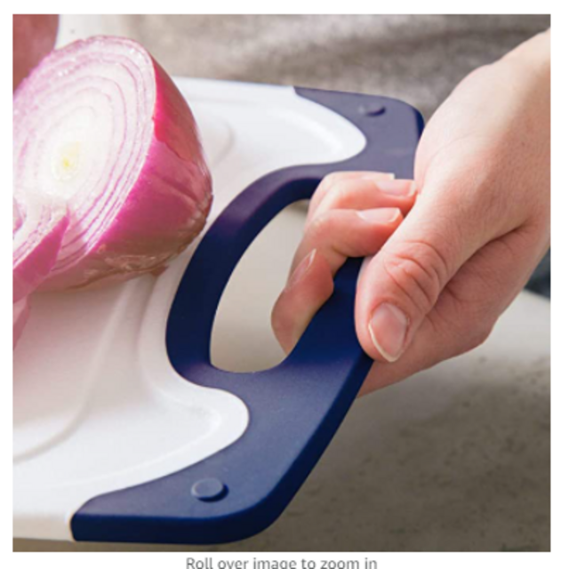 HOMWE Plastic Cutting Boards for Kitchen - 3 Piece Chopping Board Set w/ Easy Grip Handles, Navy Blue