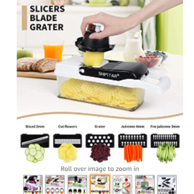 SNIFITAR 24 in 1 Vegetable Chopper - Pro Onion Chopper- Food Chopper, Dicer, Peeler, Spiralizer, Egg Separator, Veggie Chopper With Container- Cutter With 12 Blades -The Ultimate Kitchen Small Tools