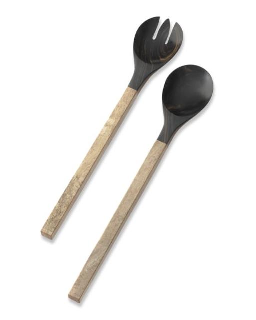 Black Wood & Stone Salad Servers