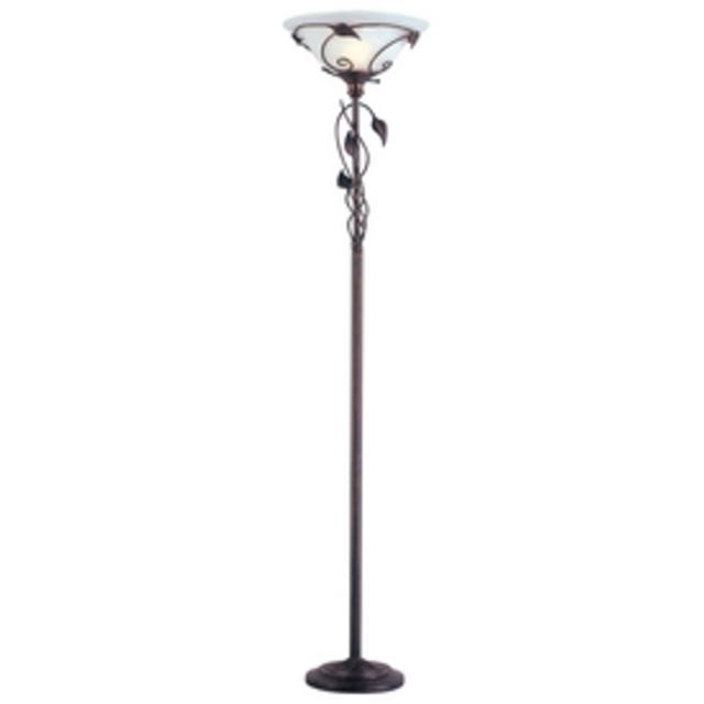 Portfolio 72.25-in Three-Way Antique Bronze Torchiere Indoor Floor Lamp with Glass Shade