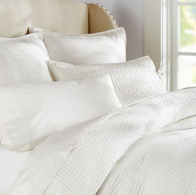 Pick-Stitch Wholecloth Quilt, King/Cal. King, White