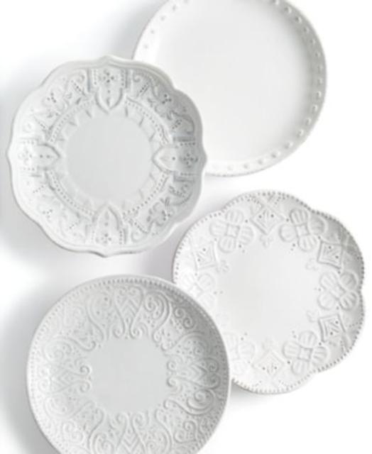 Maison Versailles Blanc Set of 4 Assorted Appetizer Plates