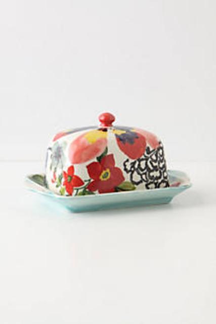 Painted Amaryllis Butter Dish