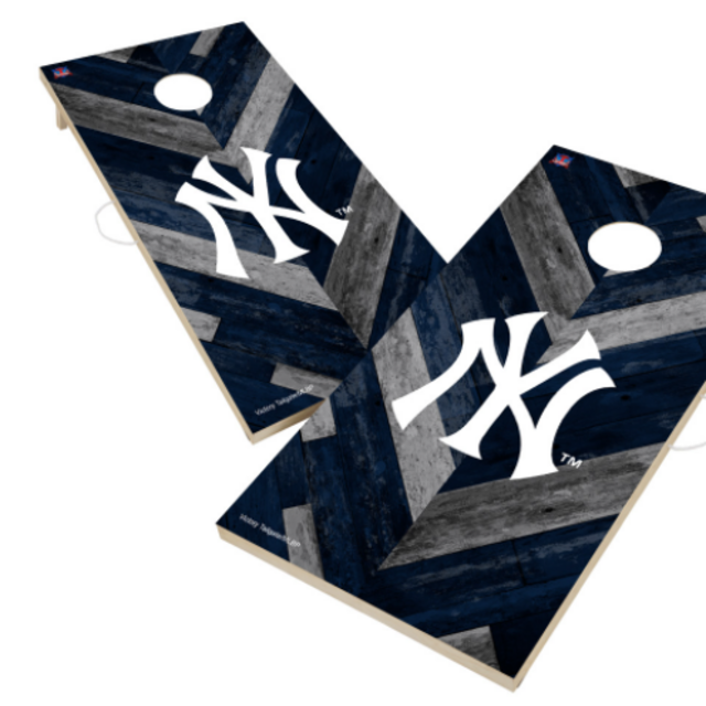 New York Yankees Solid Wood 2x4 Cornhole Board Set Herringbone Design