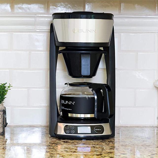 BUNN HB Heat N Brew Programmable Coffee Maker, 10 cup, Stainless Steel