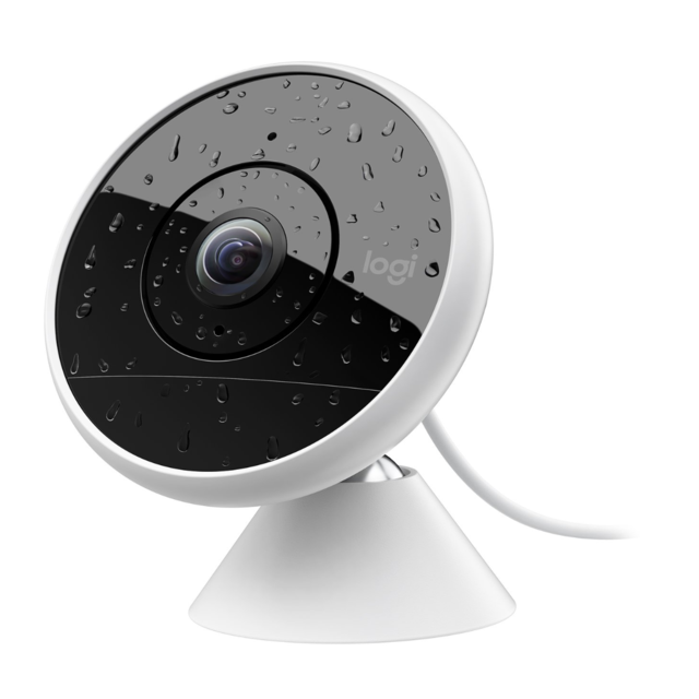 Logitech Circle 2 Indoor/Outdoor Wired Home Security Camera Works with Alexa, HomeKit and Google, with Easy Setup, 1080p HD, 180° Wide-Angle, Night Vision, 2-Way Talk, Alerts, Free 24-Hours Storage