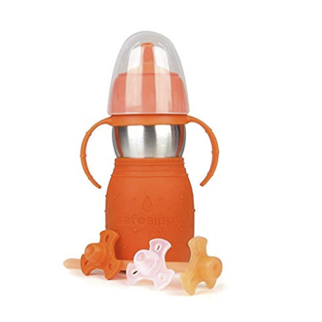 Kid Basix by New Wave Safe Sippy Baby & Toddler Stainless Steel 2-in-1 Cup