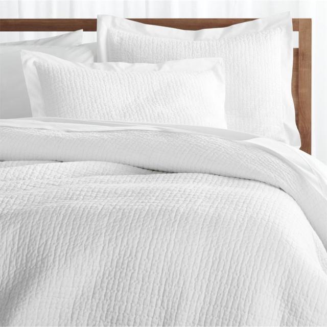 Queen Celeste White Pillow Shams, Crate & Barrel