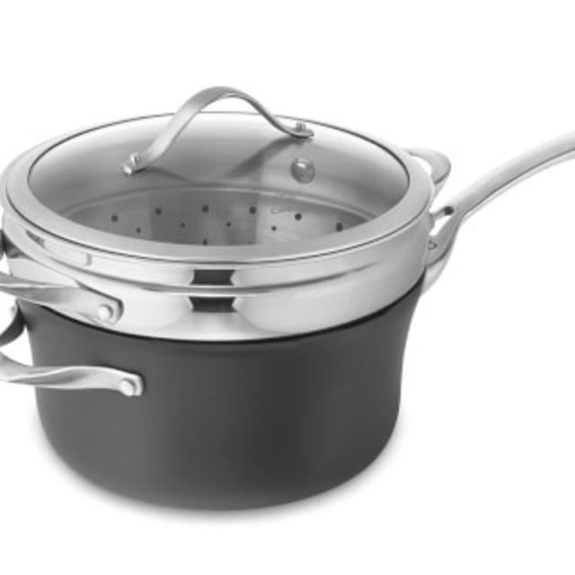 Calphalon Contemporary Nonstick Saucepan with Lid & Steamer, 4 1/2-Qt., Williams Sonoma