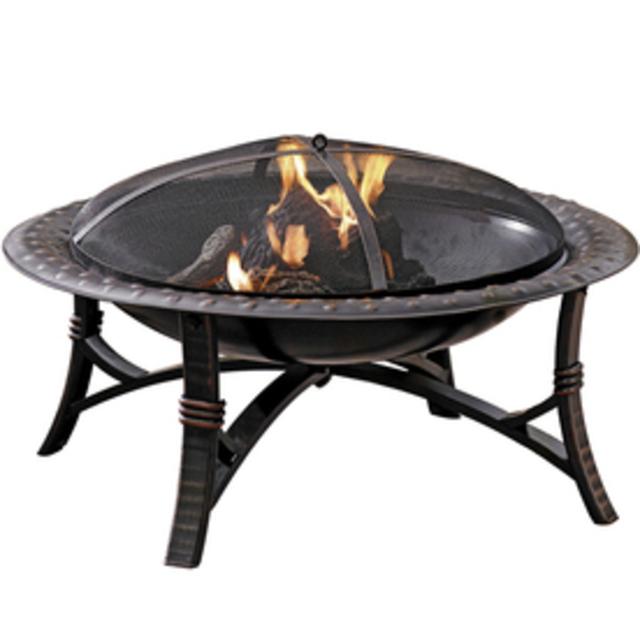 Garden Treasures 35-in W Black/High Temperature Painted Steel Wood-Burning Firepit