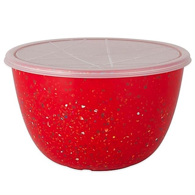 Zak! Designs® 3-Quart Confetti Mixing Bowl with Lid in Red