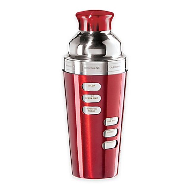 Oggi™ Stainless Steel 8-Recipe Cocktail Shaker in Red