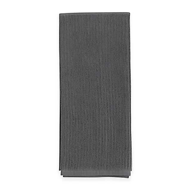 Aria Solid Ribbed 2-in-1 Duo Kitchen Towel in Grey
