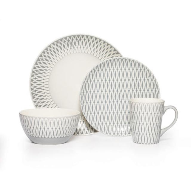 Gourmet Basics - 				Aurora Grey	16 Piece Dinnerware Set