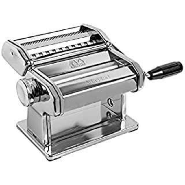 Imperia Pasta Maker Machine - Heavy Duty Steel Construction w Easy Lock Dial and Wood Grip Handle- Model 150 Made in Italy