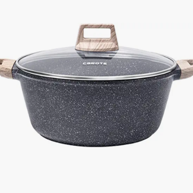 Carote Non Stick Dutch Oven with lid, Nonstick Stock Pot Soup Pot, Granite Cooking Pot, Casserole Dish with lid, Nonstick Cookware, PFOA Free(4.3-Quart, CLASSIC GRANITE)