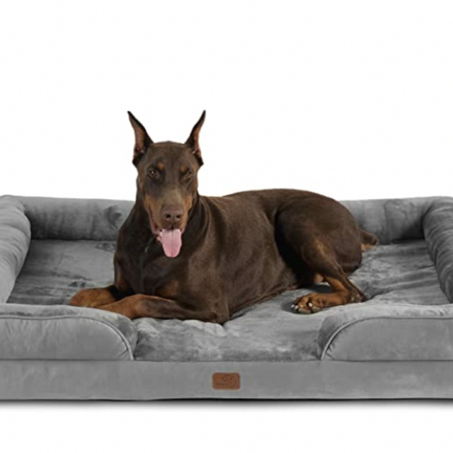 Bedsure Orthopedic Dog Bed, Bolster Dog Beds for Medium/Large/Extra Large Dogs - Foam Sofa with Removable Washable Cover, Waterproof Lining and Nonskid Bottom Couch