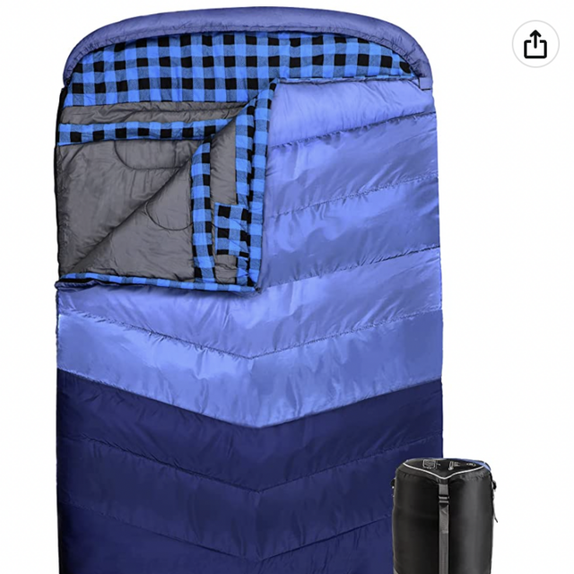 Coastrail Outdoor Double Sleeping Bag Queen-Sized for Adults Couples, XL THREE-ZONE Thickened Design Warm and Comfortable for Camping 3-4 Seasons Cold Weather with Compression Sack