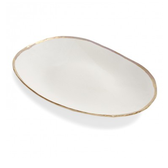 Jan BurtzOval Porcelain PlatterGold Luster