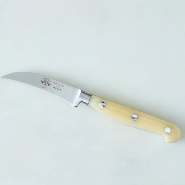 Berti White-Handled Italian Kitchen Knives - Curved Pairing