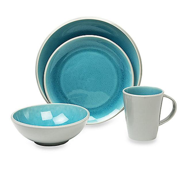 Baum Canvas Crackle 16-Piece Dinnerware Set in Teal